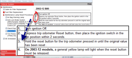 Maintenance Light Reset